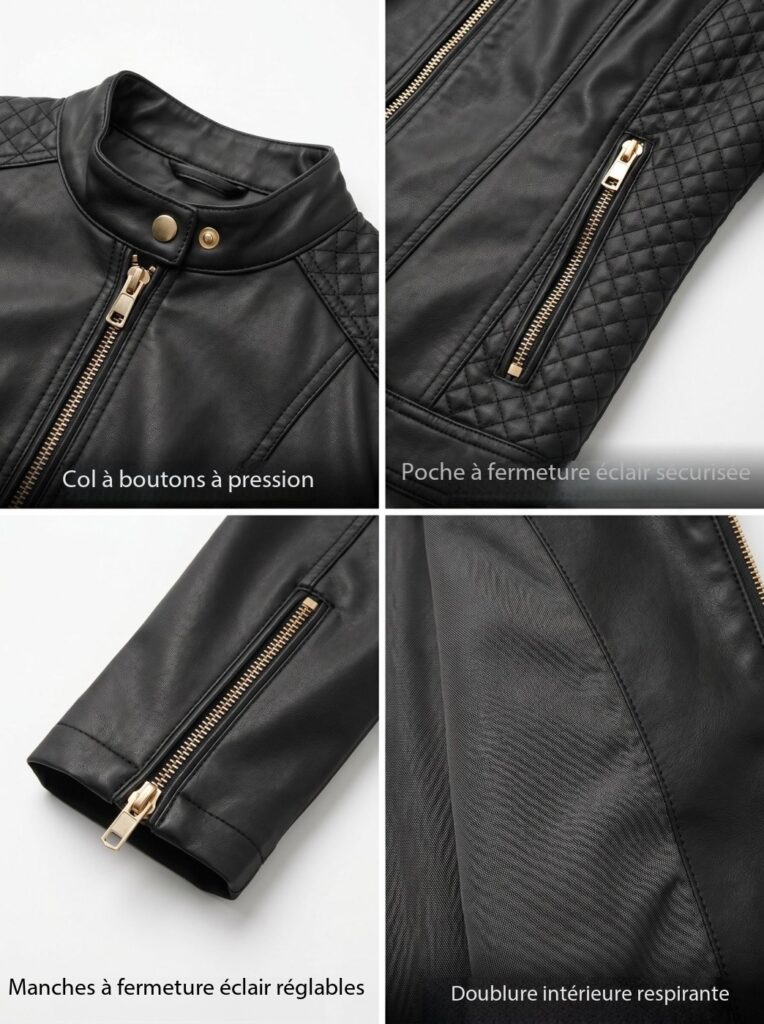 Vestes en cuir végan femme avec cols montants 209 Demo 06