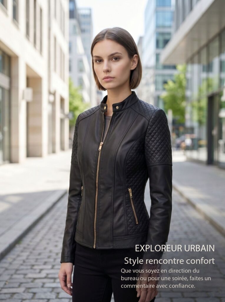 Vestes en cuir végan femme avec cols montants 209 Demo 09