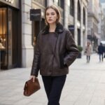 Women's leather jacket with fur lining 5.12.12-01