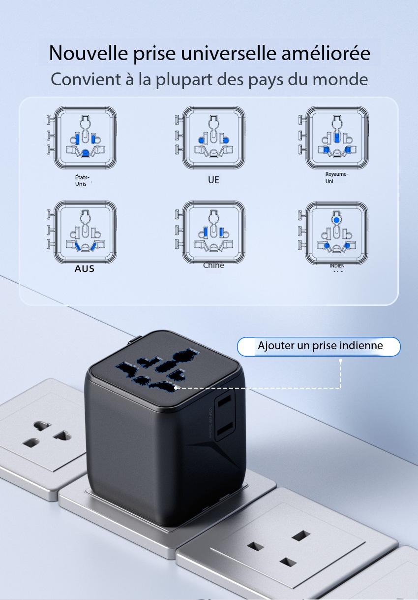 Chargeur Adaptateur universel, adaptateur de voyage 1005N Demo 02