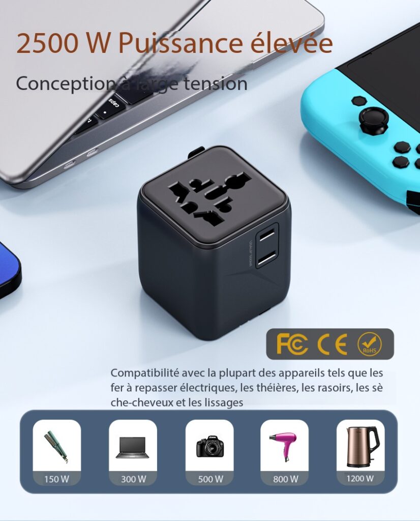 Chargeur Adaptateur universel, adaptateur de voyage 1005N Demo 03