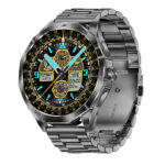 Coquille noire (trois plantes noires) Montre connectée appels Bluetooth, podomètre DA03