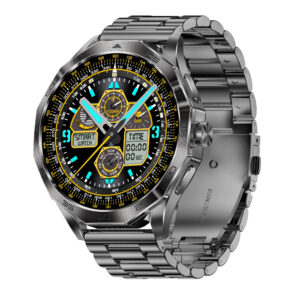 Coquille noire (trois plantes noires) Montre connectée appels Bluetooth, podomètre DA03