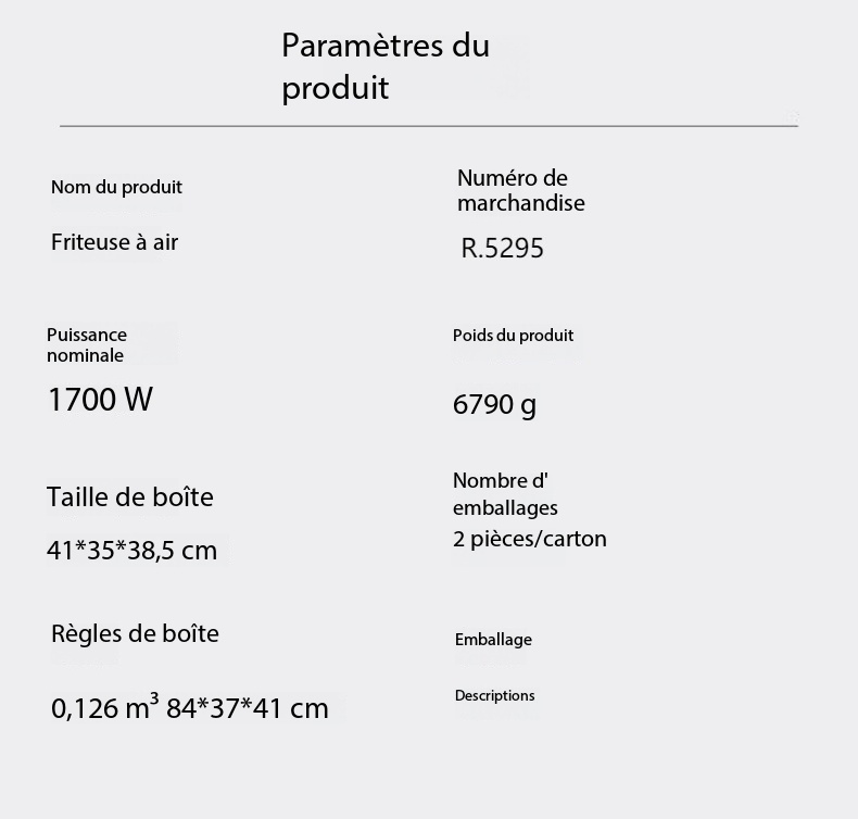 Friteuse à air, écran tactile, sans huile ni fumée R.52952 Demo 013
