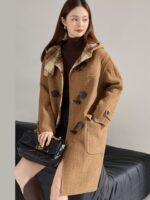 Manteau en laine réversible à motif écossais 15916-02