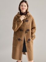 Manteau en laine réversible à motif écossais 15916-04