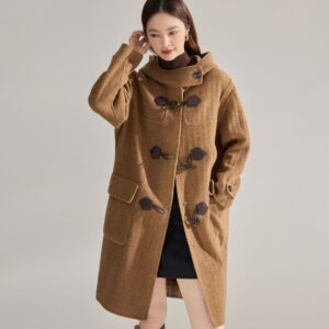 Manteau en laine réversible à motif écossais 15916