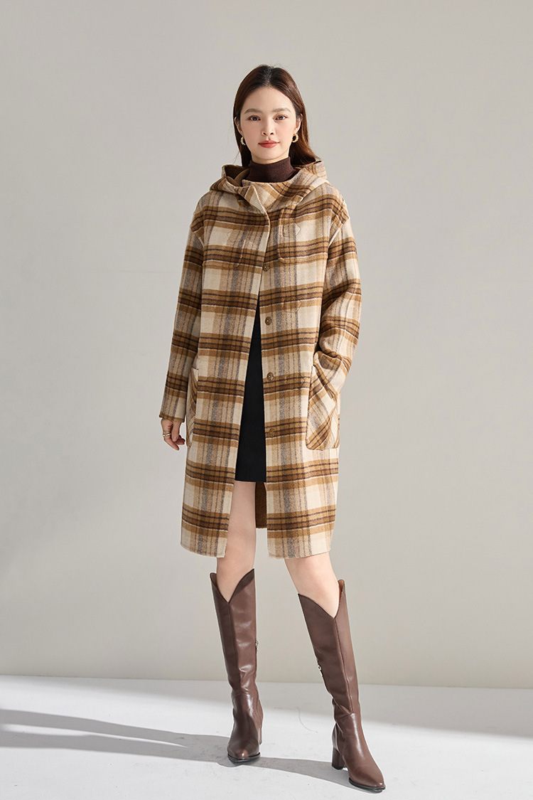 Manteau en laine réversible à motif écossais 15916 Demo 07