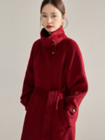 Manteau en laine réversible femmes, mi-long, cintré 15873-01