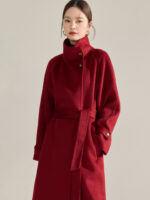 Manteau en laine réversible femmes, mi-long, cintré 15873-02