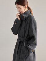 Manteau en laine réversible femmes, mi-long, cintré 15873-05