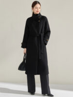 Manteau en laine réversible femmes, mi-long, cintré 15873-06