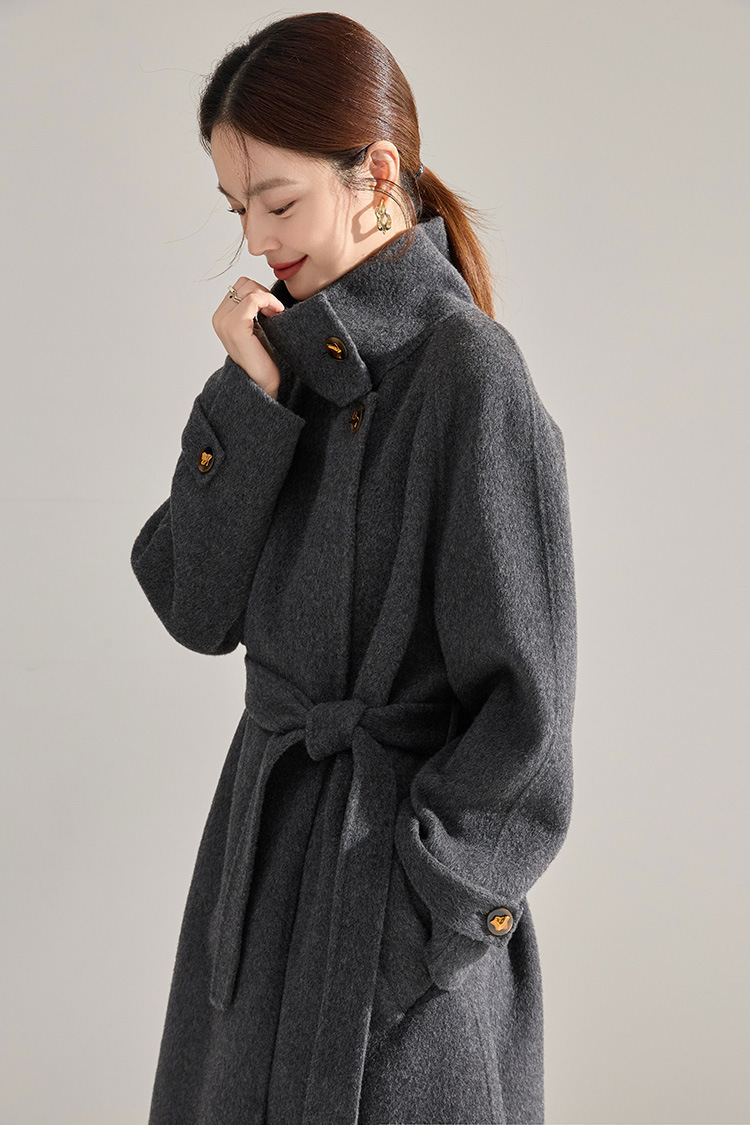 Manteau en laine réversible femmes, mi-long, cintré 15873 Demo 01