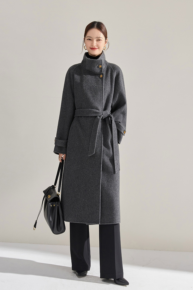 Manteau en laine réversible femmes, mi-long, cintré 15873 Demo 02