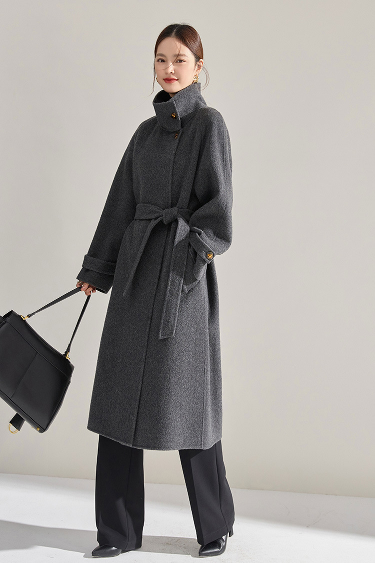 Manteau en laine réversible femmes, mi-long, cintré 15873 Demo 03