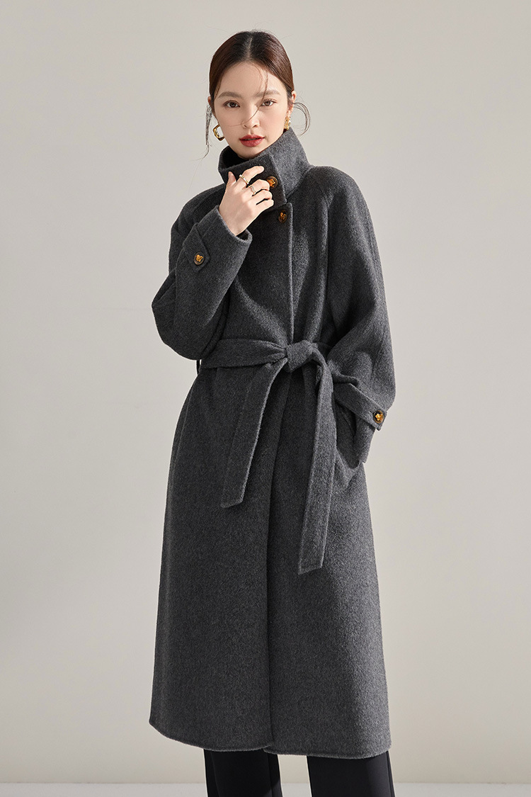 Manteau en laine réversible femmes, mi-long, cintré 15873 Demo 04