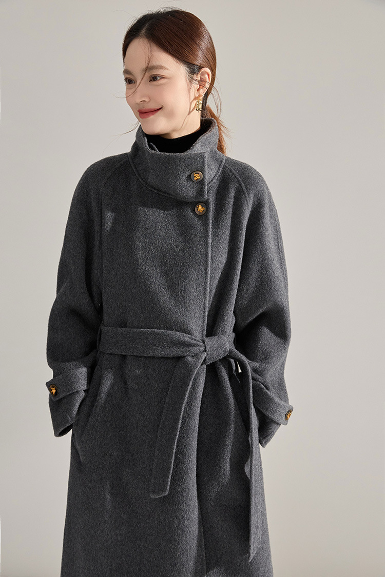 Manteau en laine réversible femmes, mi-long, cintré 15873 Demo 06