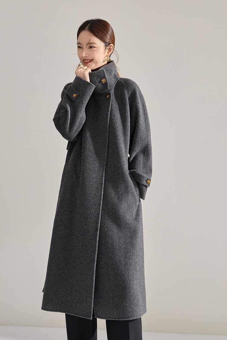 Manteau en laine réversible femmes, mi-long, cintré 15873 Demo 07