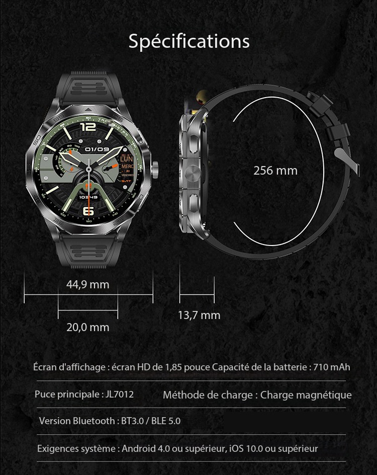 Montre connectée appels Bluetooth, podomètre DA03 dEMO 0010