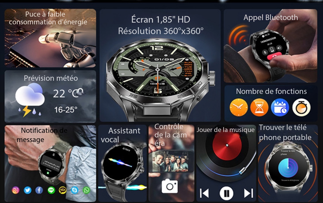 Montre connectée appels Bluetooth, podomètre DA03 dEMO 002