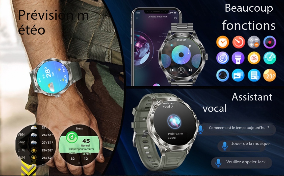 Montre connectée appels Bluetooth, podomètre DA03 dEMO 009