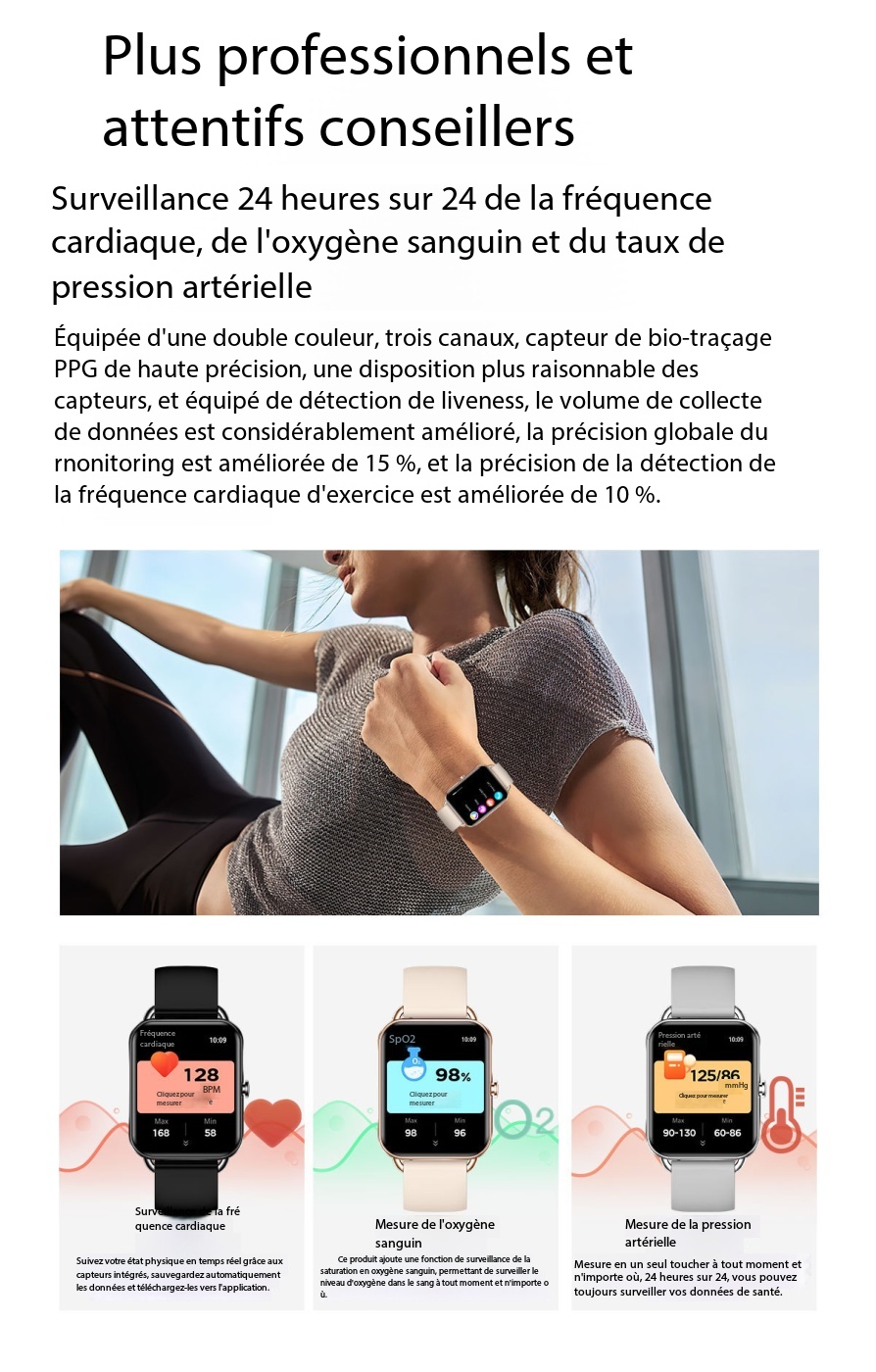 Montre connectée femme appels, écran tactile Da02 Demo 008