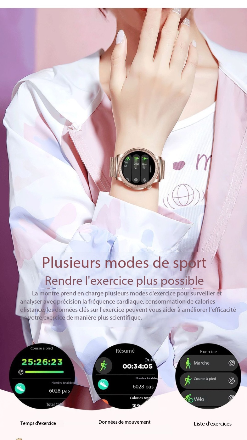 Montre connectée femme fonctions santé, sports...V65 Demo 011