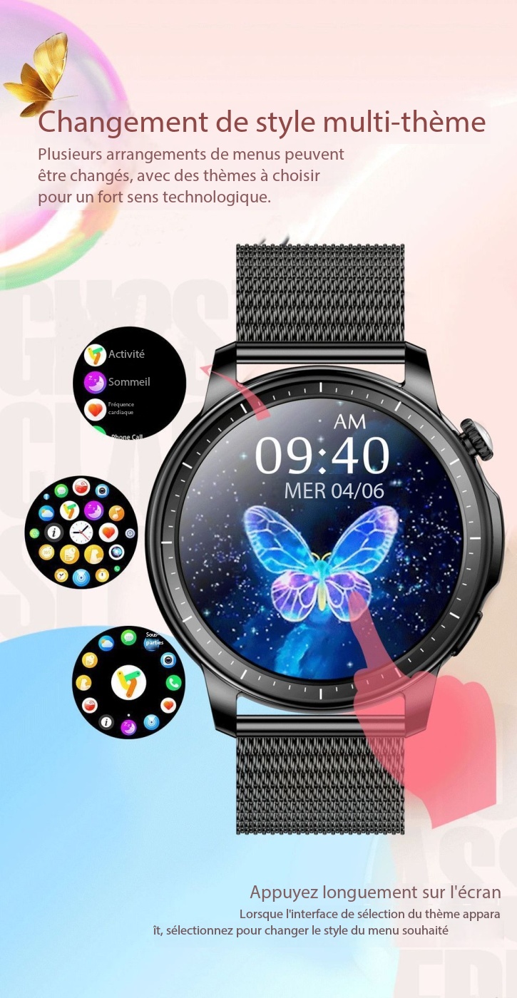 Montre connectée femme fonctions santé, sports...V65 Demo 07