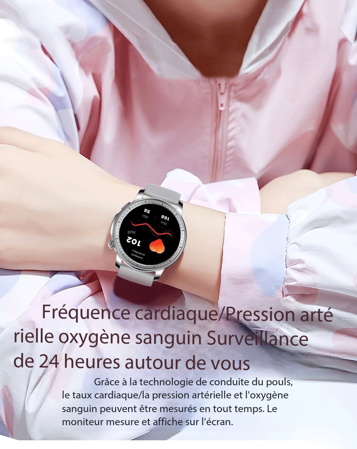 Montre connectée femme fonctions santé, sports...V65 Demo 08