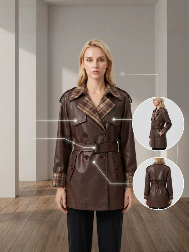Veste cuir femmes, veste luxe à taille ceinturée Xc26626-01 Veste cuir femmes, veste luxe à taille ceinturée Xc26626-01