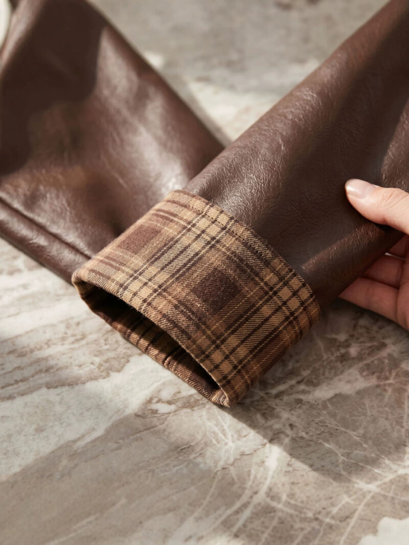 Veste cuir femmes, veste luxe à taille ceinturée Xc26626-03
