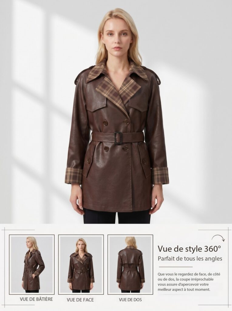 Veste cuir femmes, veste luxe à taille ceinturée Xc26626 Demo 01