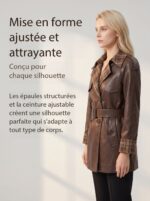 Veste cuir femmes, veste luxe à taille ceinturée Xc26626 Demo 03