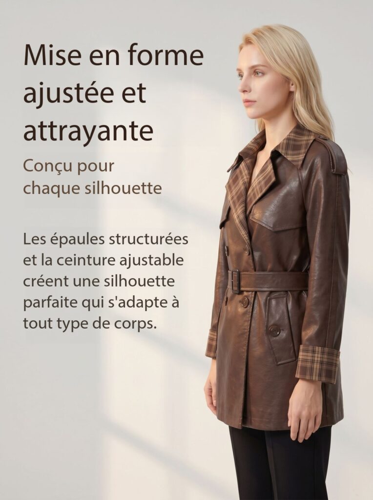Veste cuir femmes, veste luxe à taille ceinturée Xc26626 Demo 03