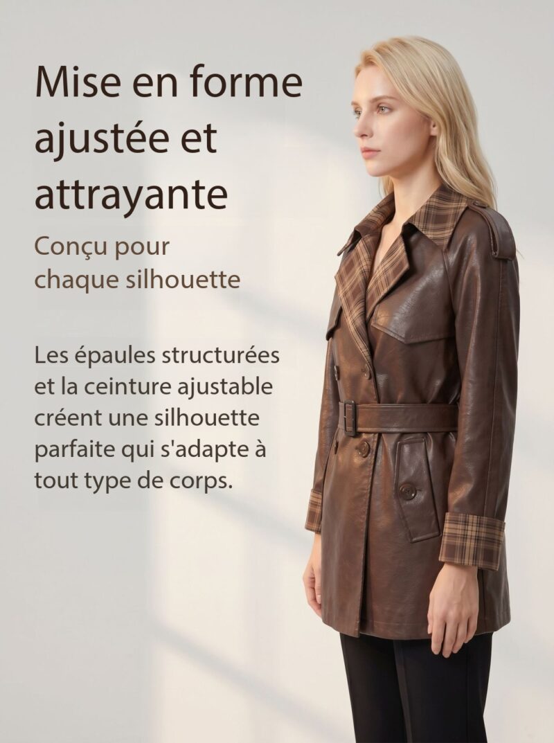Veste cuir femmes, veste luxe à taille ceinturée Xc26626 Demo 03