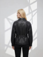 Veste cuir moto femme, style rétro, en cuir végan 2529-04