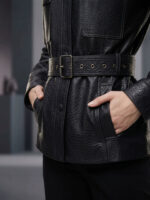 Veste cuir moto femme, style rétro, en cuir végan 2529-05