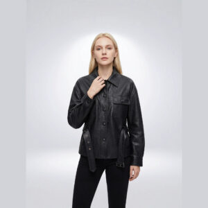 Veste cuir moto femme, style rétro, en cuir végan 2529