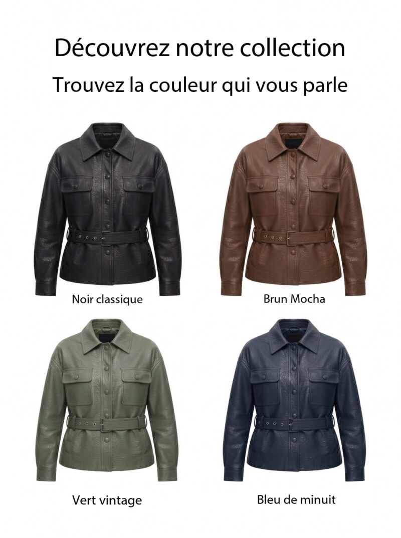 Veste cuir moto femme, style rétro, en cuir végan 2529 dEMO 03