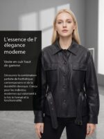 Veste cuir moto femme, style rétro, en cuir végan 2529 dEMO 04