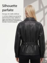 Veste cuir moto femme, style rétro, en cuir végan 2529 dEMO 06