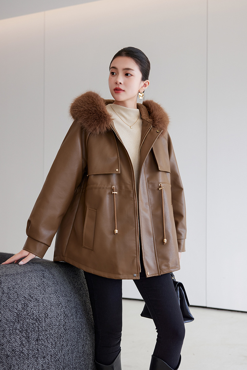 Veste cuir femme, parka polaire, thermique 25029 Demo 01