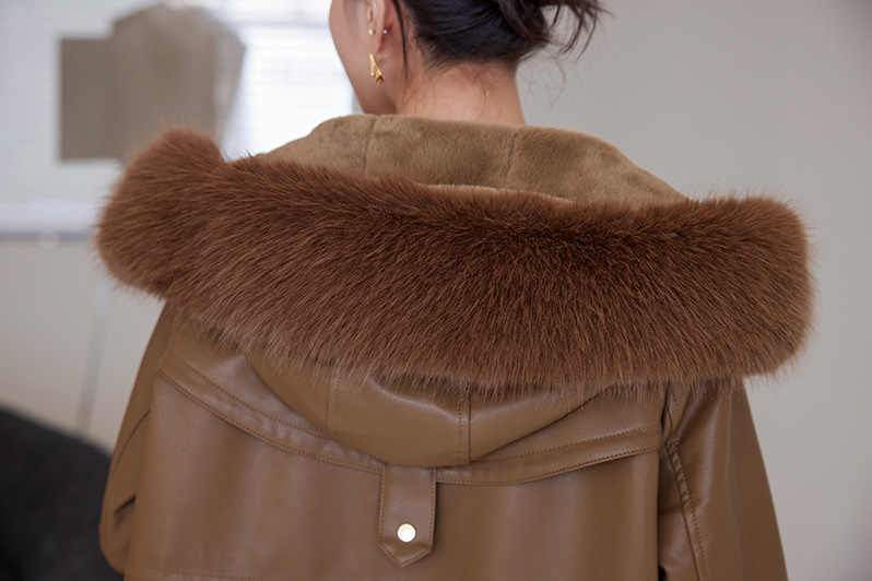 Veste en cuir femme, parka polaire, thermique 25029 Demo 010