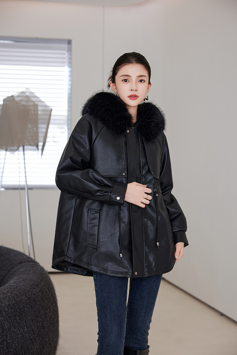 Veste en cuir femme, parka polaire, thermique 25029 Demo 014