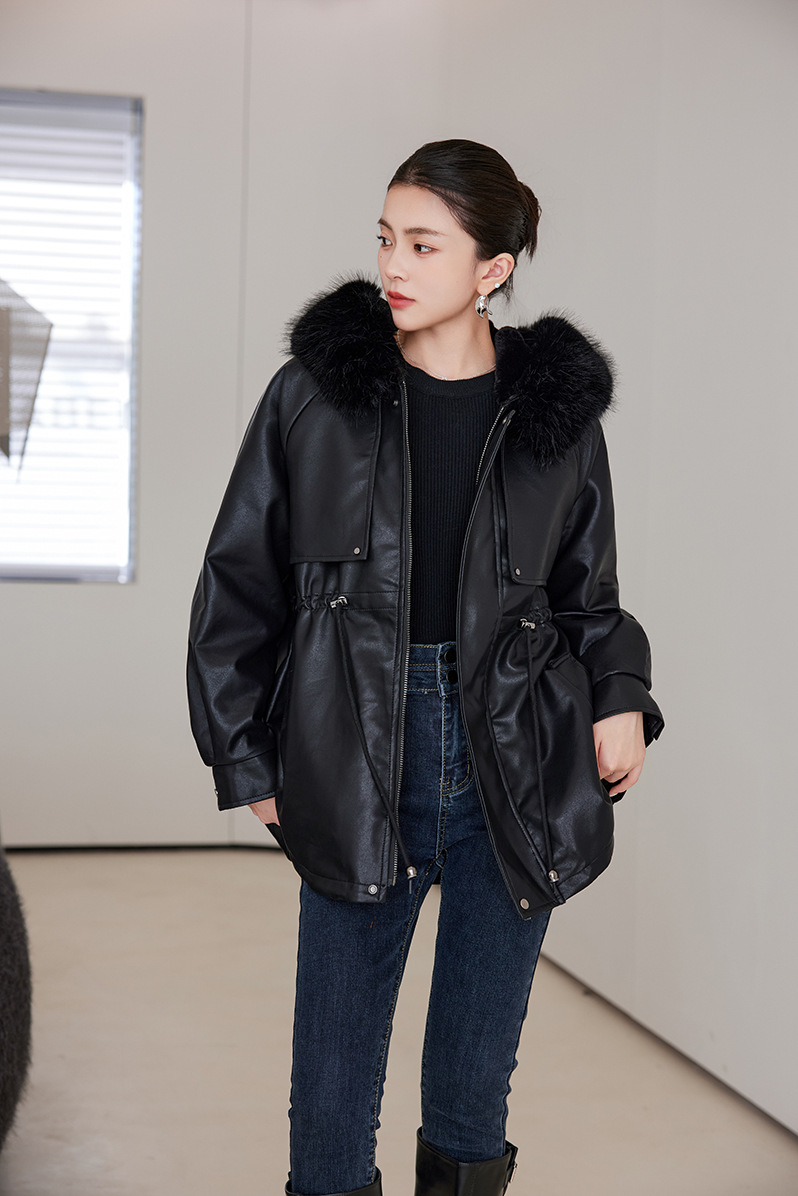 Veste en cuir femme, parka polaire, thermique 25029 Demo 016