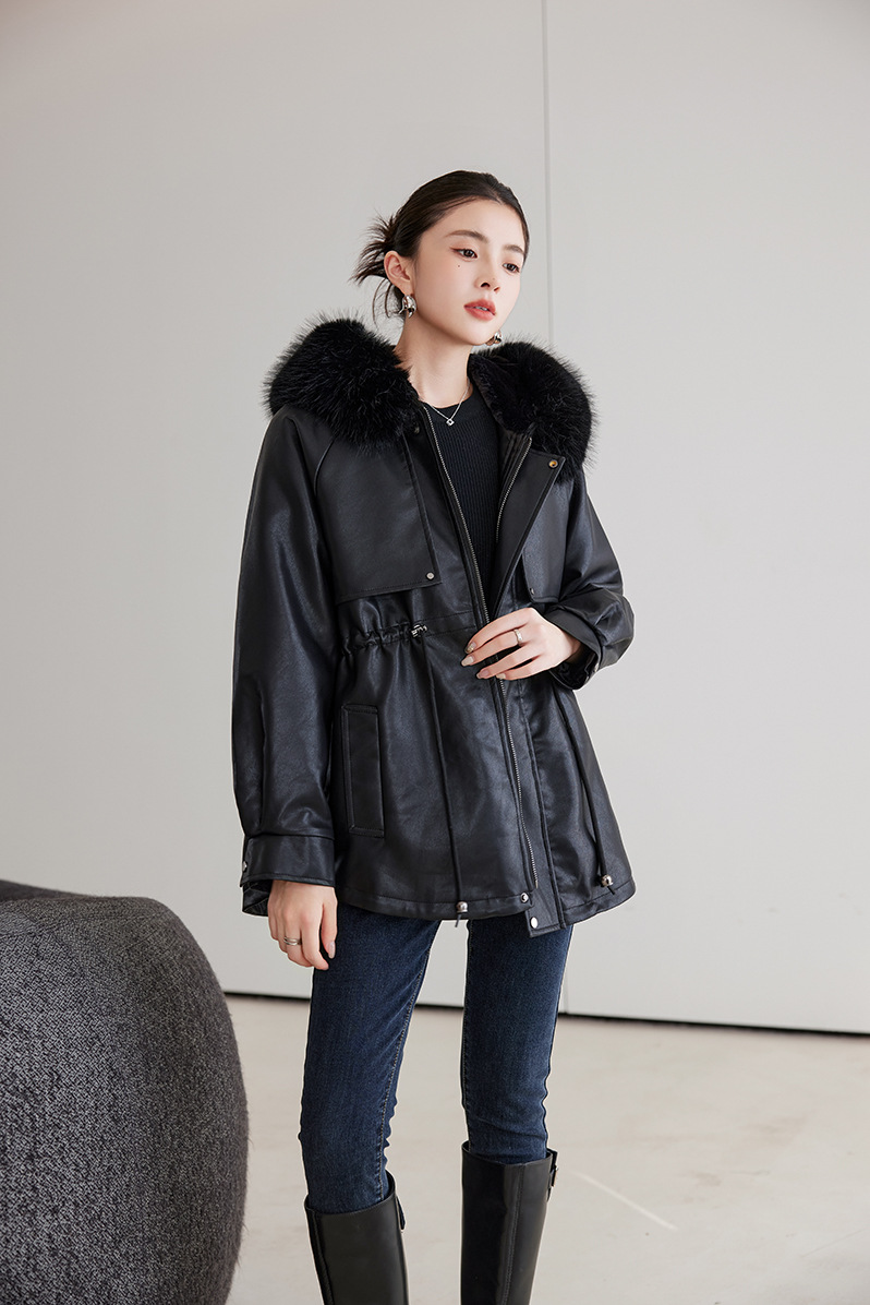 Veste en cuir femme, parka polaire, thermique 25029 Demo 017