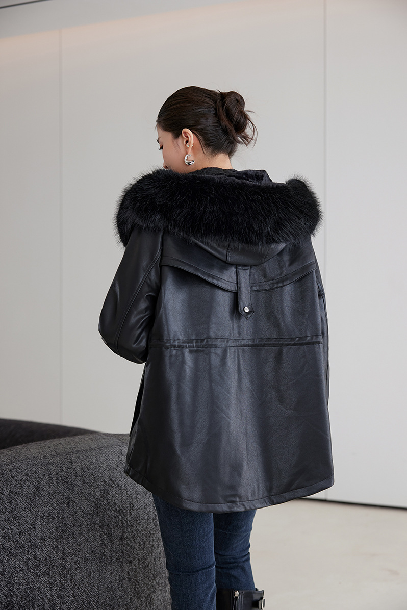 Veste en cuir femme, parka polaire, thermique 25029 Demo 019