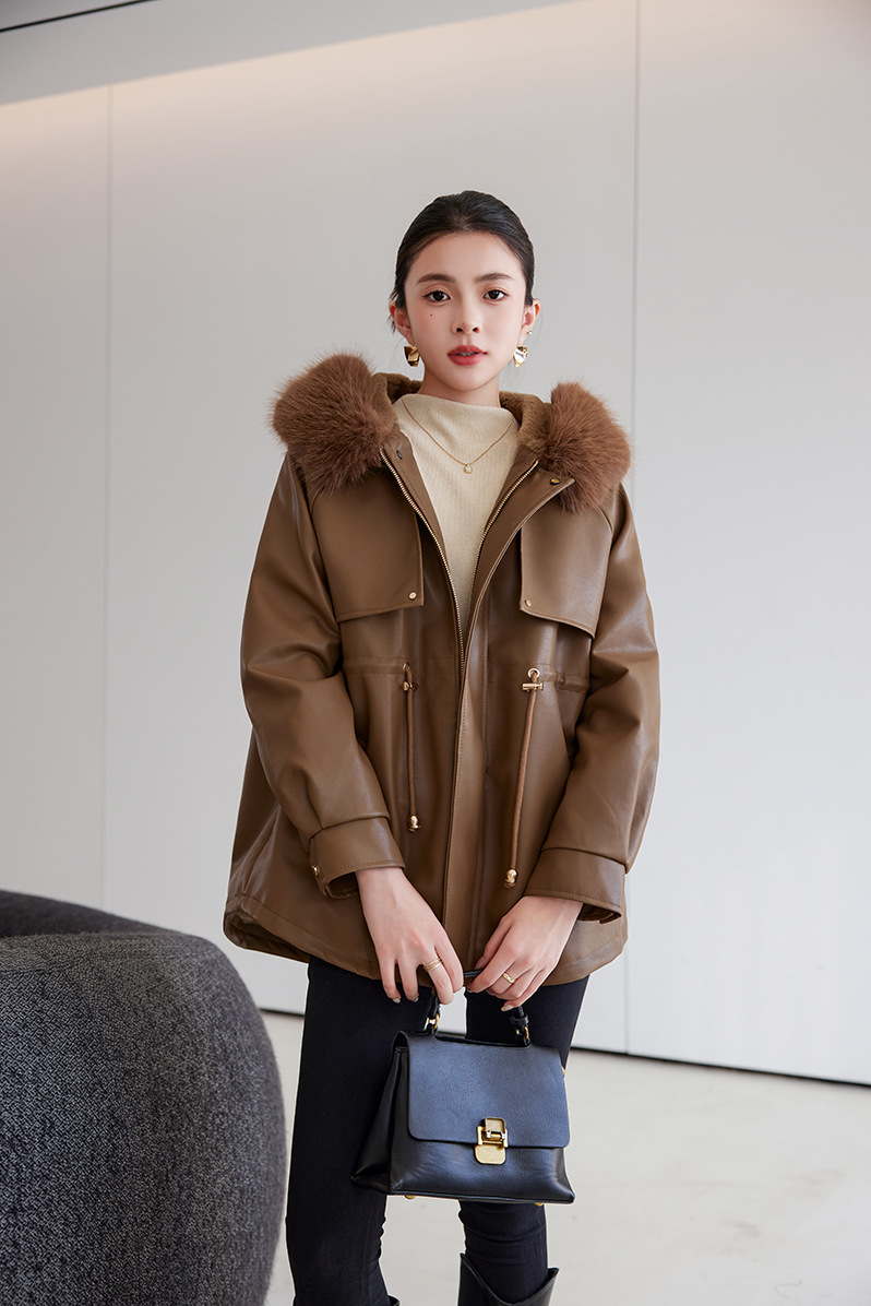 Veste en cuir femme, parka polaire, thermique 25029 Démo 02