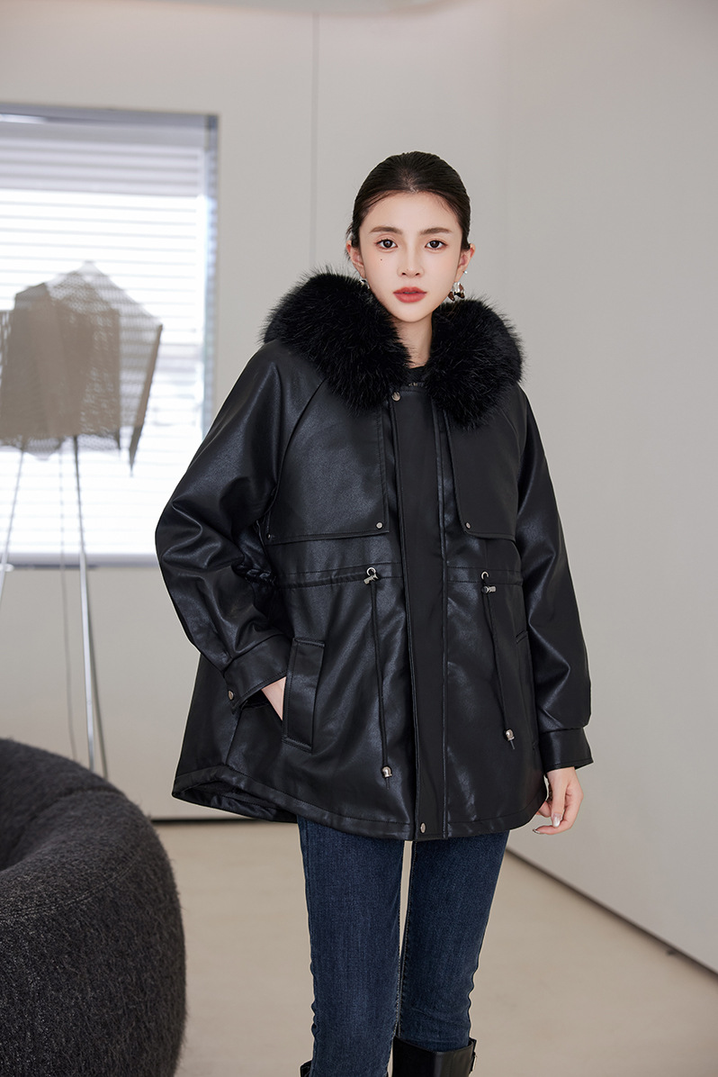 Veste en cuir femme, parka polaire, thermique 25029 Demo 020