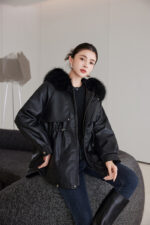 Veste en cuir femme, parka polaire, thermique 25029 Demo 021